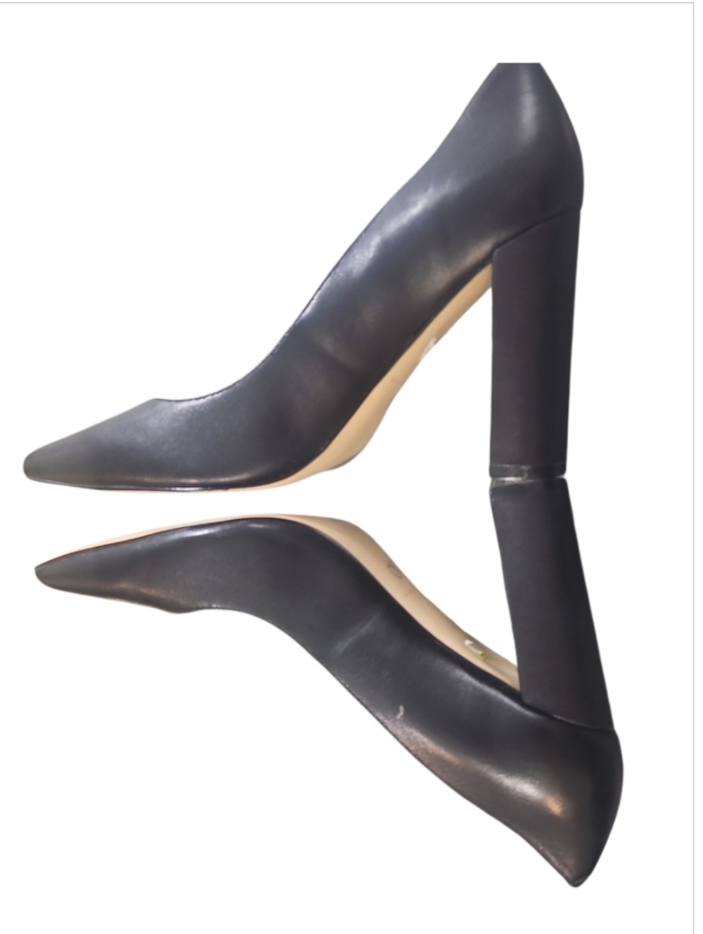 Marc Fisher LTD Abilene Black Leather Pointed Toe Block Heel Pumps sz 8.5 - Picture 7 of 9